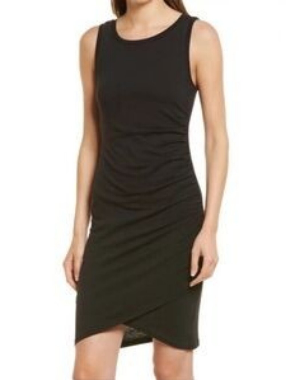 Leith Ruched Black Tank Mini Dress